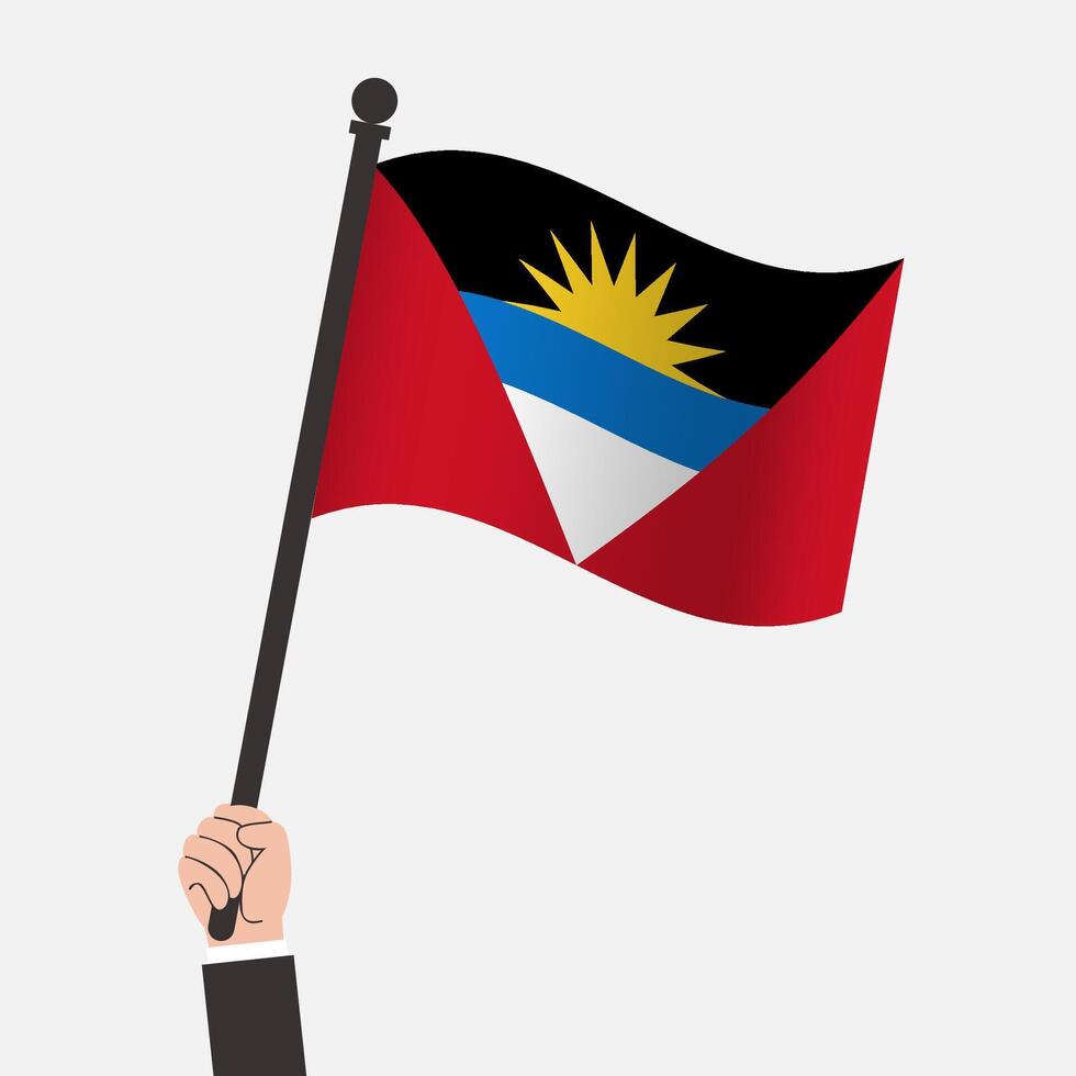 Hand Holding Antigua and Barbuda Waving Flag vector