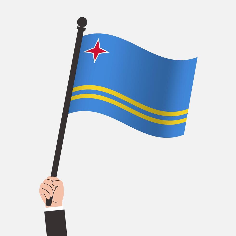 Hand Holding Aruba Waving Flag vector