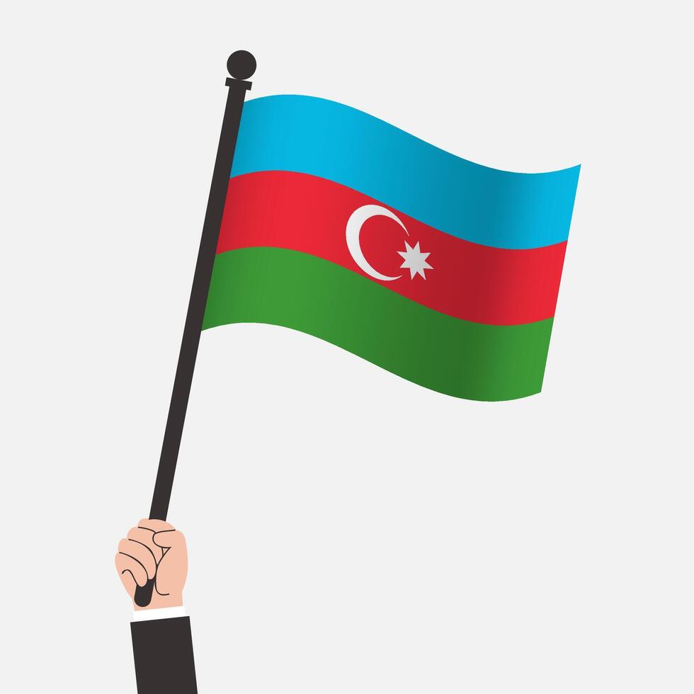 Hand Holding Azerbaijan Waving Flag vector