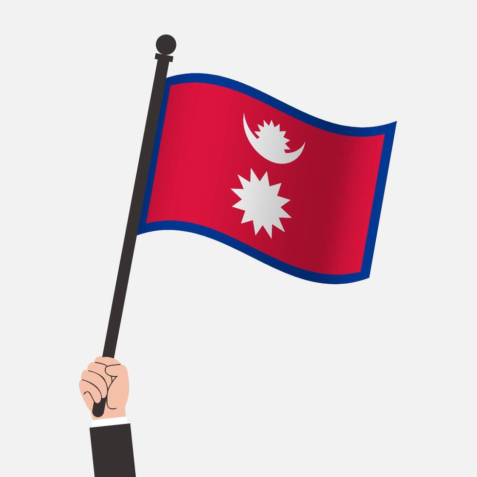 Hand Holding Nepal Waving Flag vector
