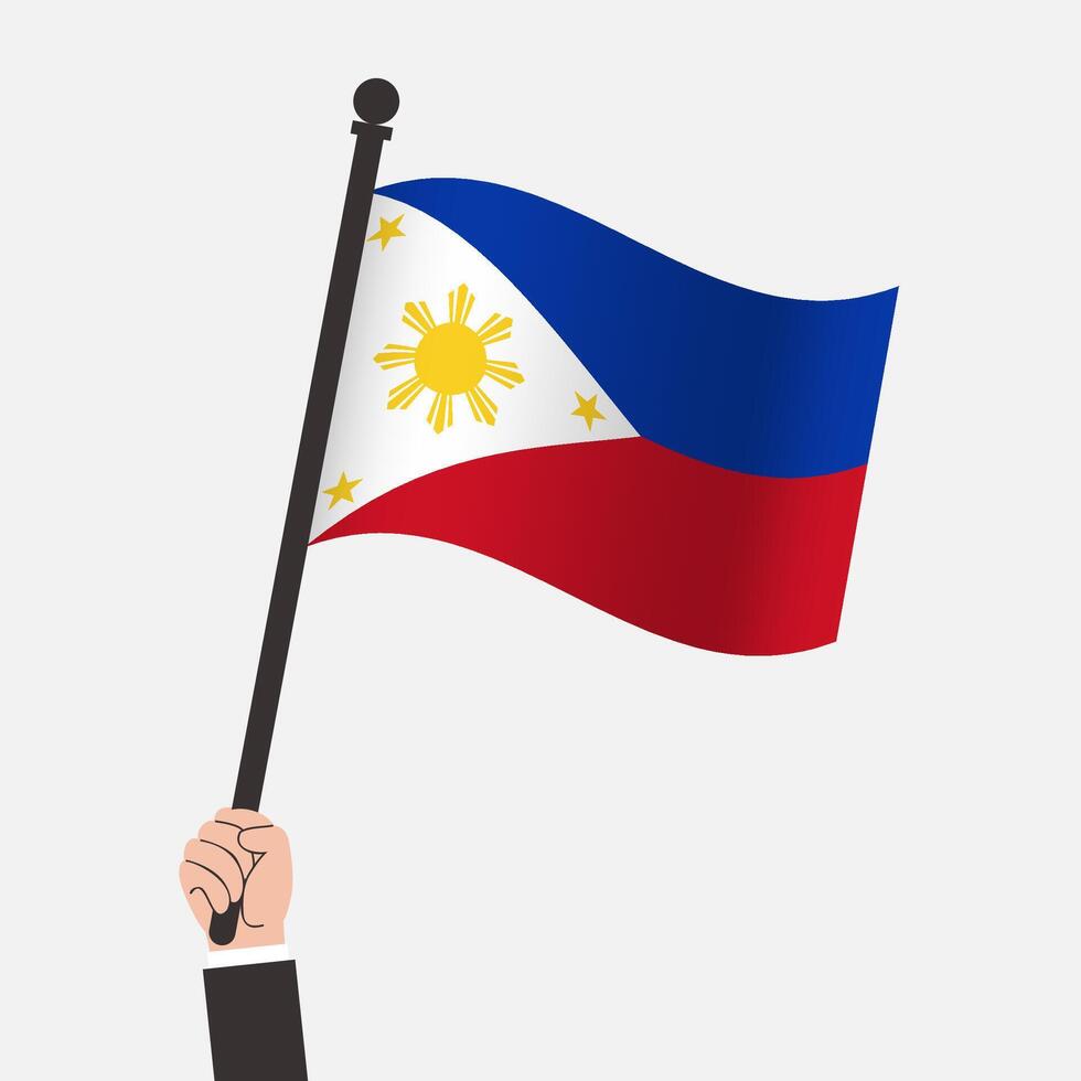 Hand Holding Philippines Waving Flag vector