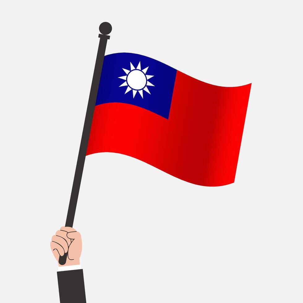 Hand Holding Taiwan Waving Flag vector