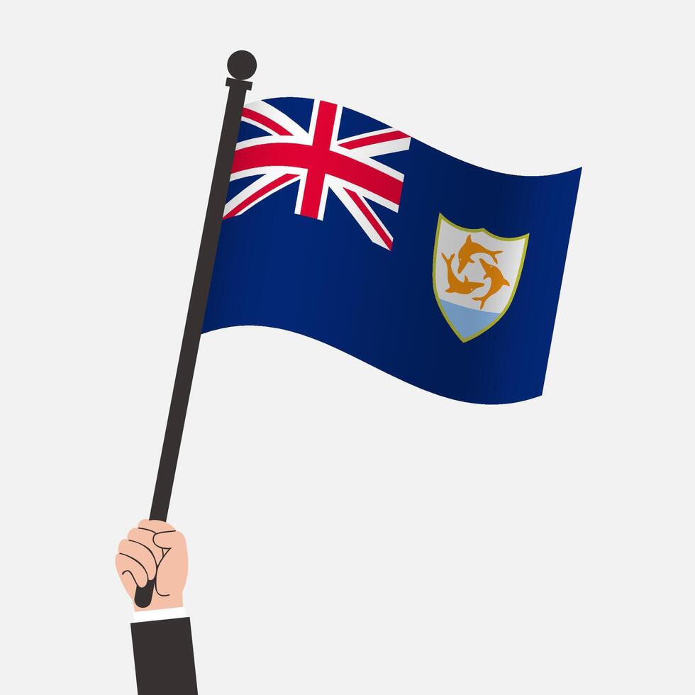 Hand Holding Anguilla Waving Flag vector