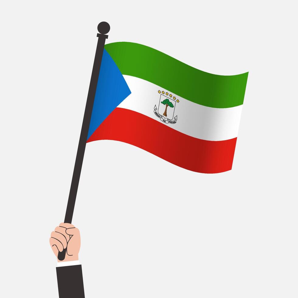 Hand Holding Equatorial Guinea Waving Flag vector