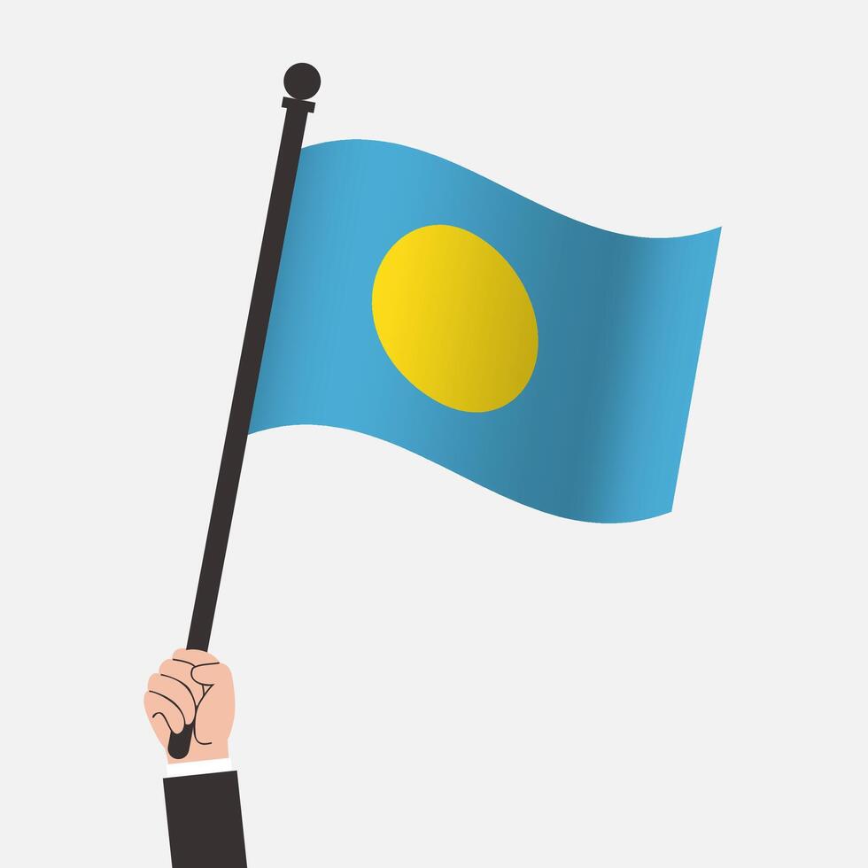 Hand Holding Palau Waving Flag vector