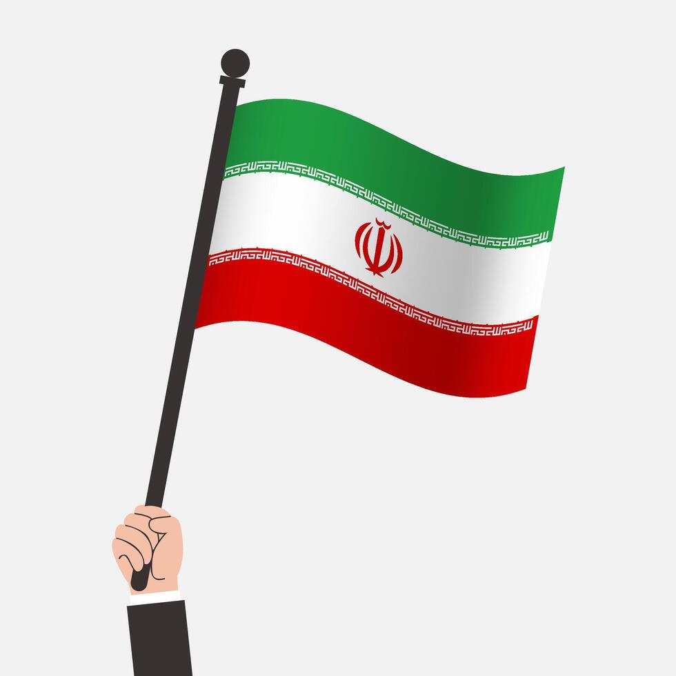 Hand Holding Iran Waving Flag vector