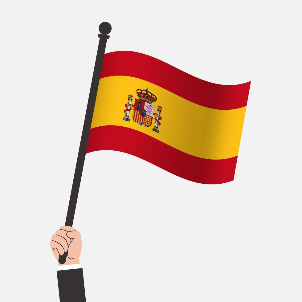 Hand Holding Spain Waving Flag vector