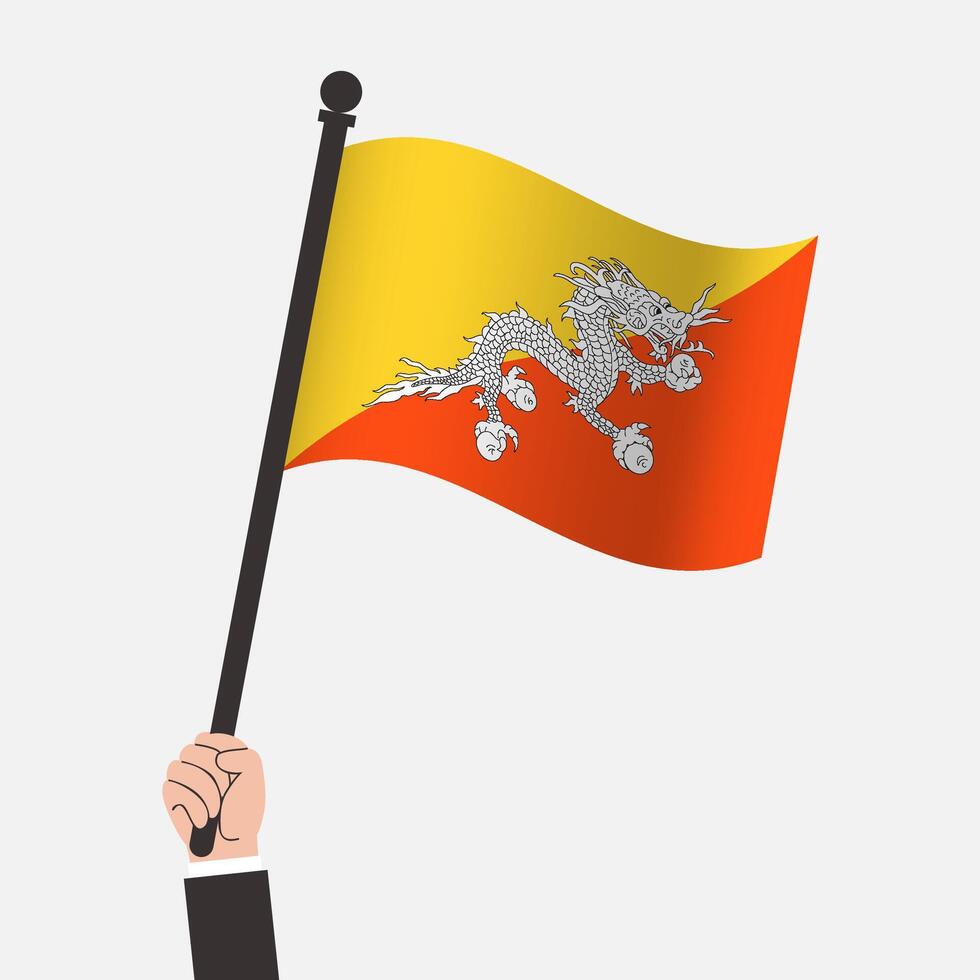 Hand Holding Bhutan Waving Flag vector