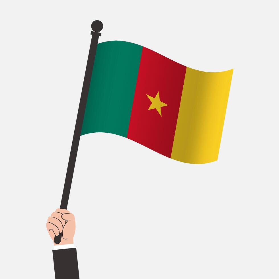 Hand Holding Cameroon Waving Flag vector