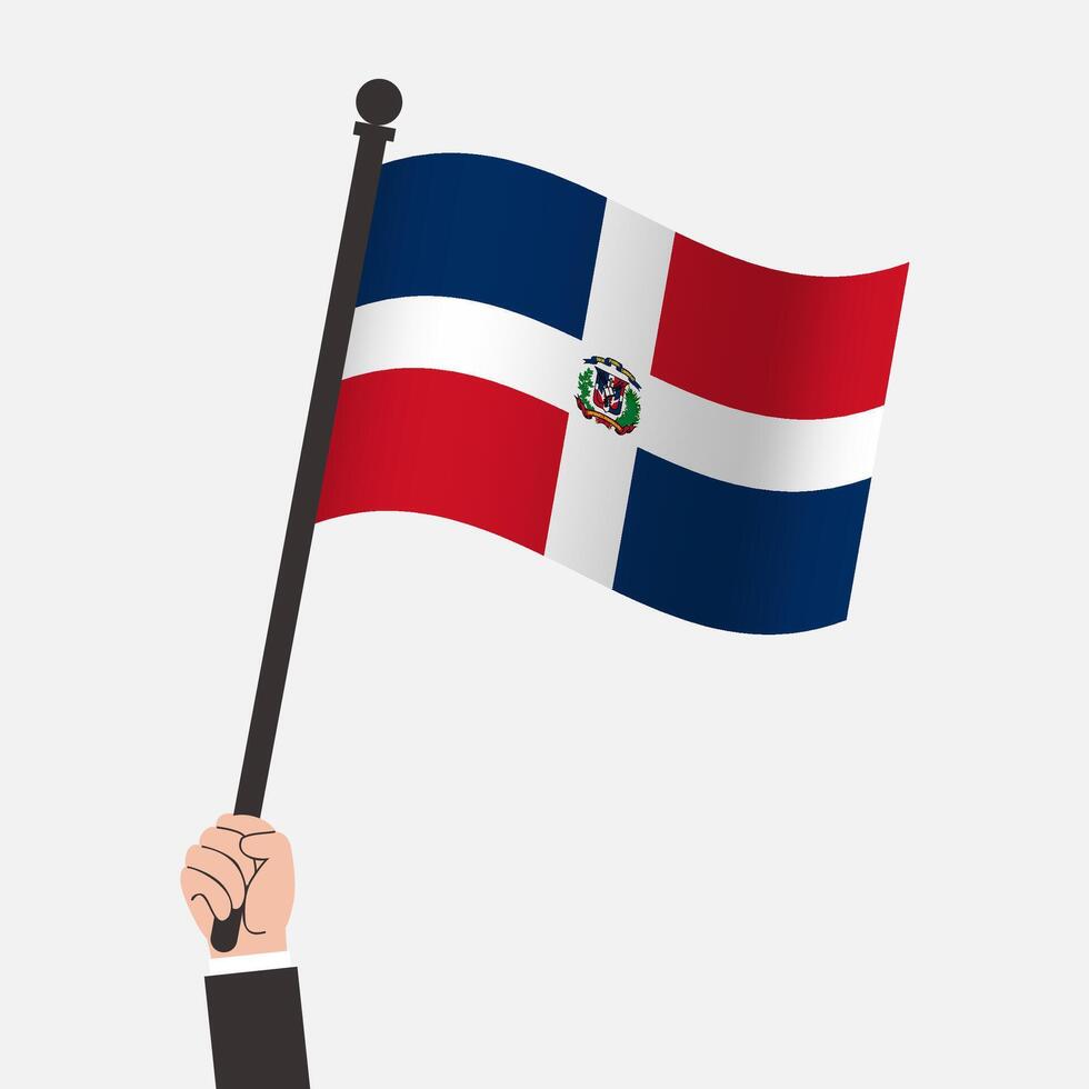 Hand Holding Dominican Republic Waving Flag vector