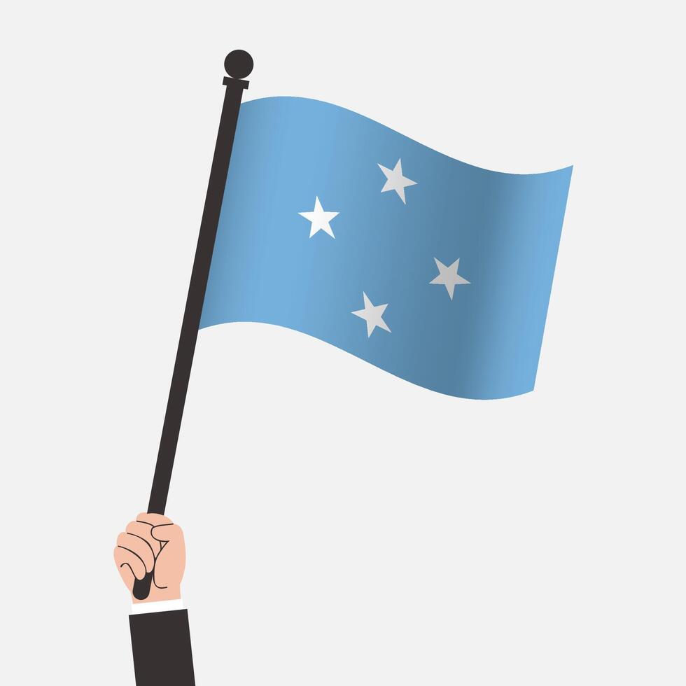 Hand Holding Micronesia Waving Flag vector