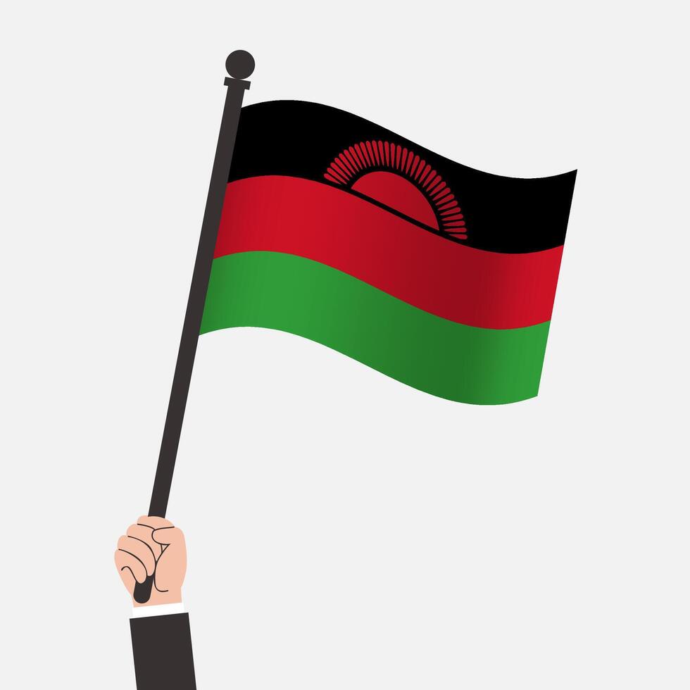 Hand Holding Malawi Waving Flag vector