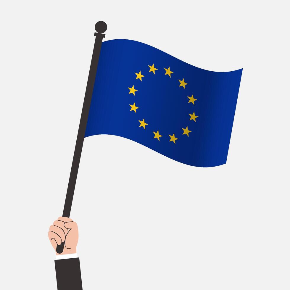 Hand Holding European Union Waving Flag vector