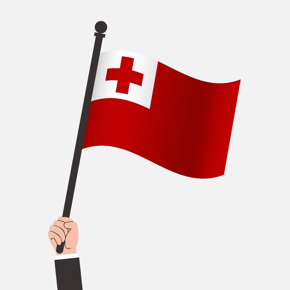 Hand Holding Tonga Waving Flag vector