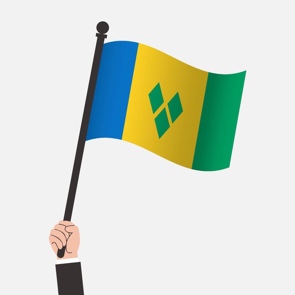 Hand Holding Saint Vincent and the Grenadines Waving Flag vector