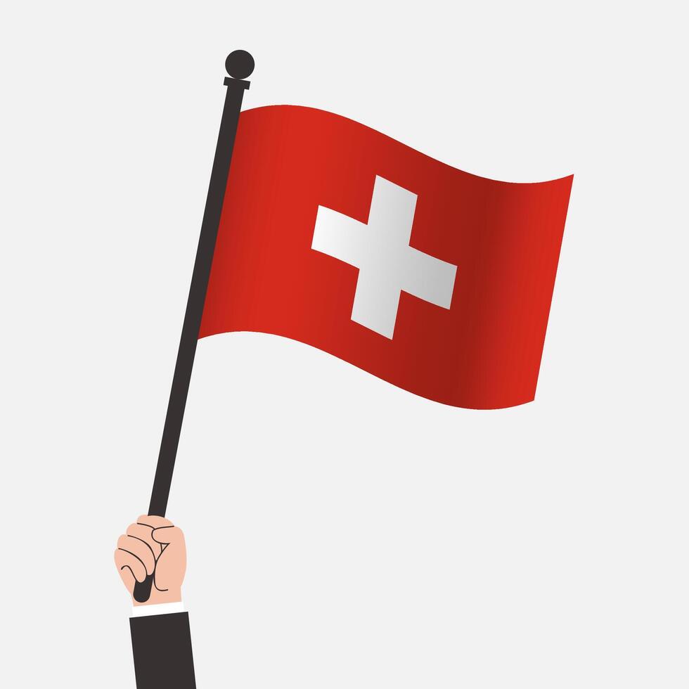 Hand Holding Switzerland Waving Flag vector
