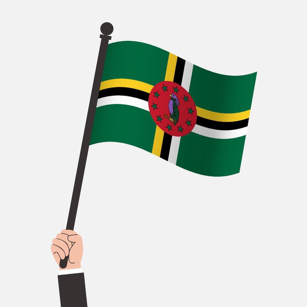 Hand Holding Dominica Waving Flag vector
