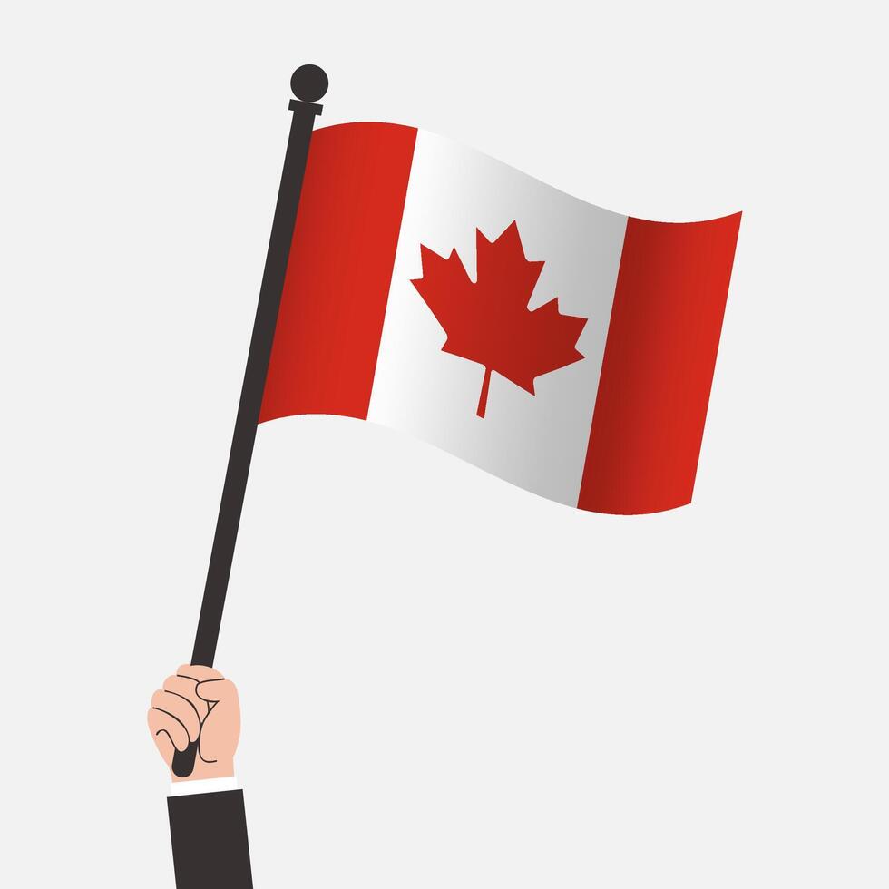 Hand Holding Canada Waving Flag vector