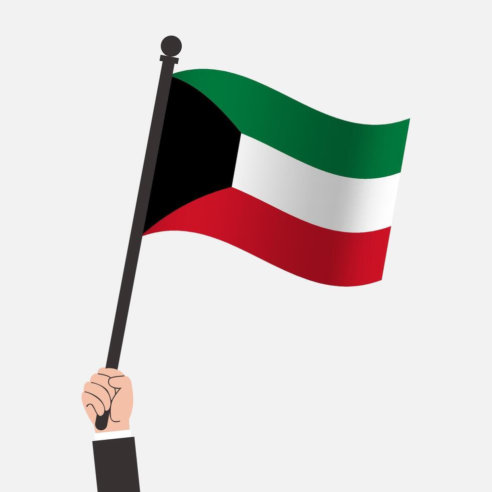 Hand Holding Kuwait Waving Flag vector