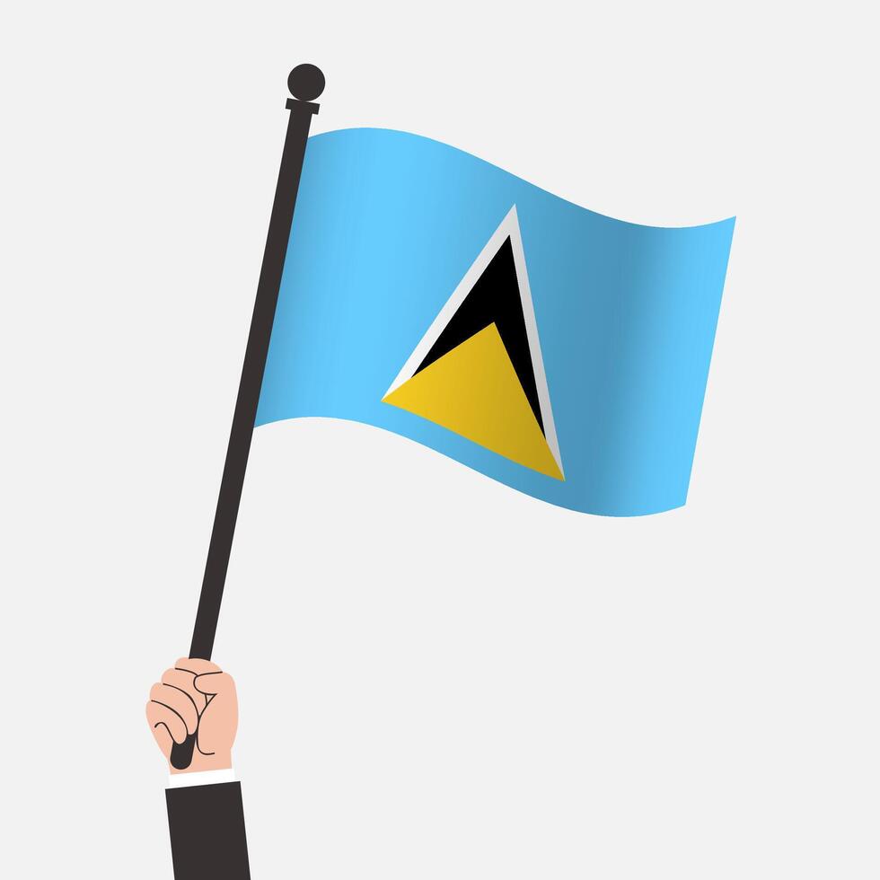 Hand Holding Saint Lucia Waving Flag vector
