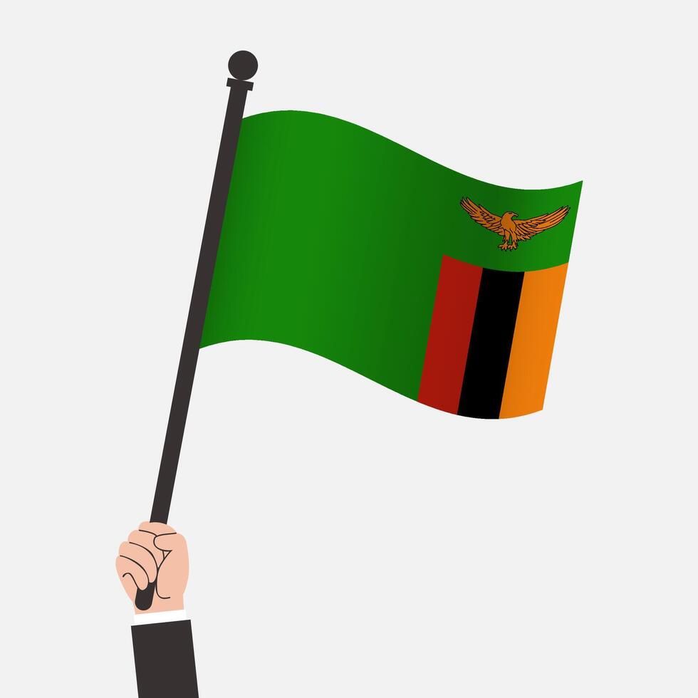Hand Holding Zambia Waving Flag vector
