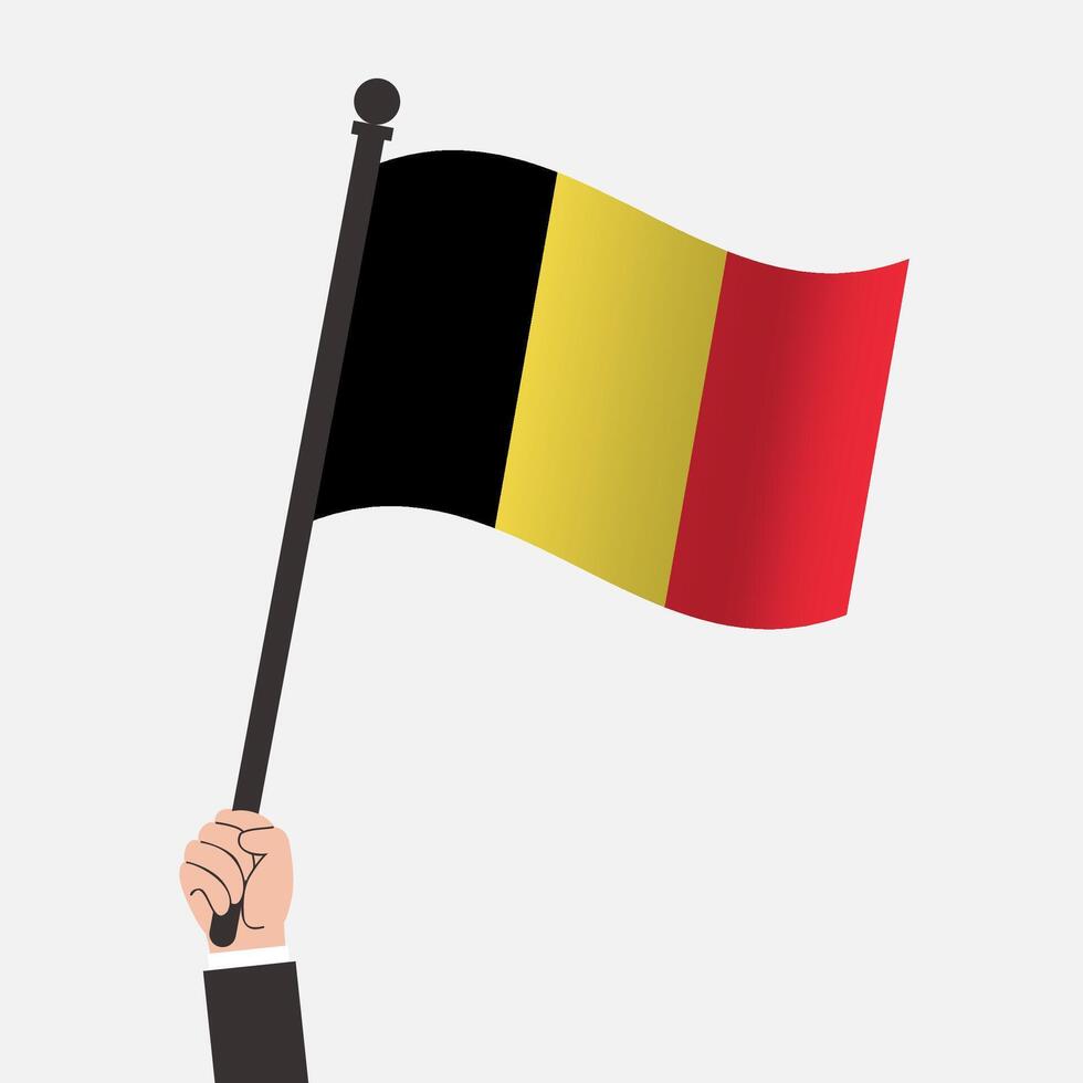 Hand Holding Belgium Waving Flag vector
