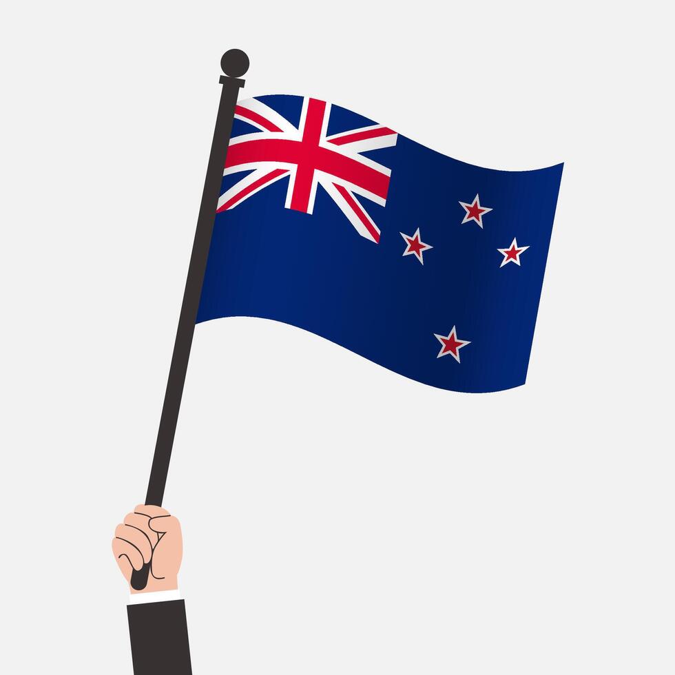 Hand Holding New Zealand Waving Flag vector