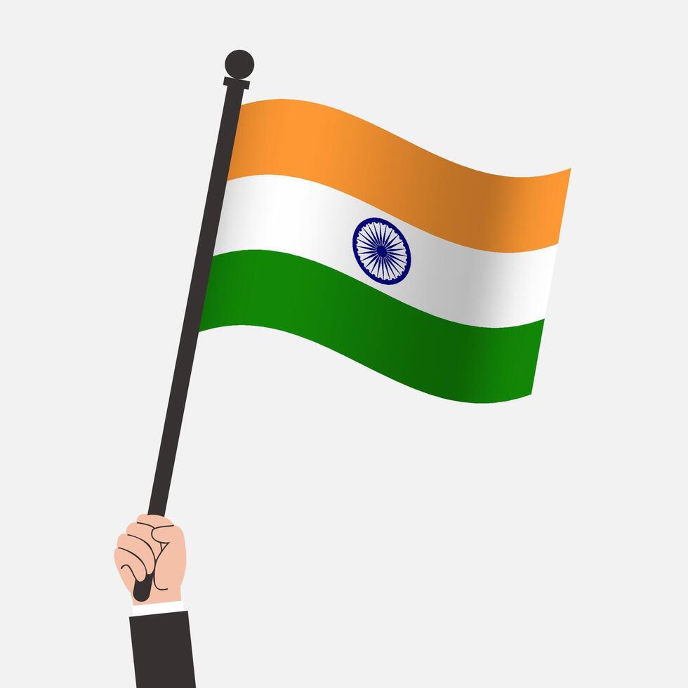 Hand Holding India Waving Flag vector