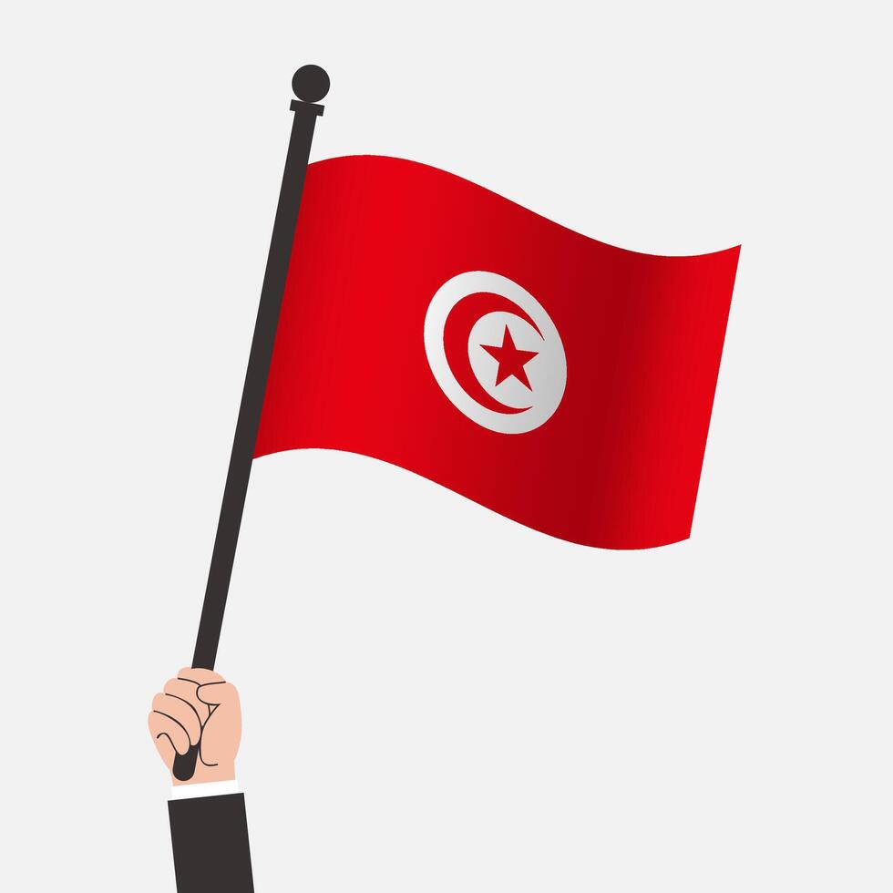 Hand Holding Tunisia Waving Flag vector