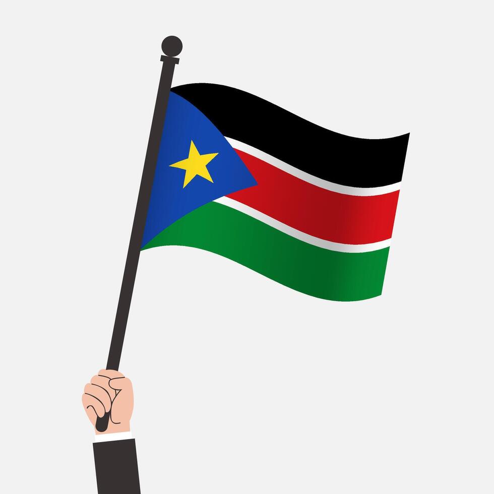 Hand Holding South Sudan Waving Flag vector