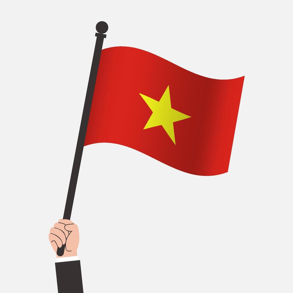 Hand Holding Vietnam Waving Flag vector