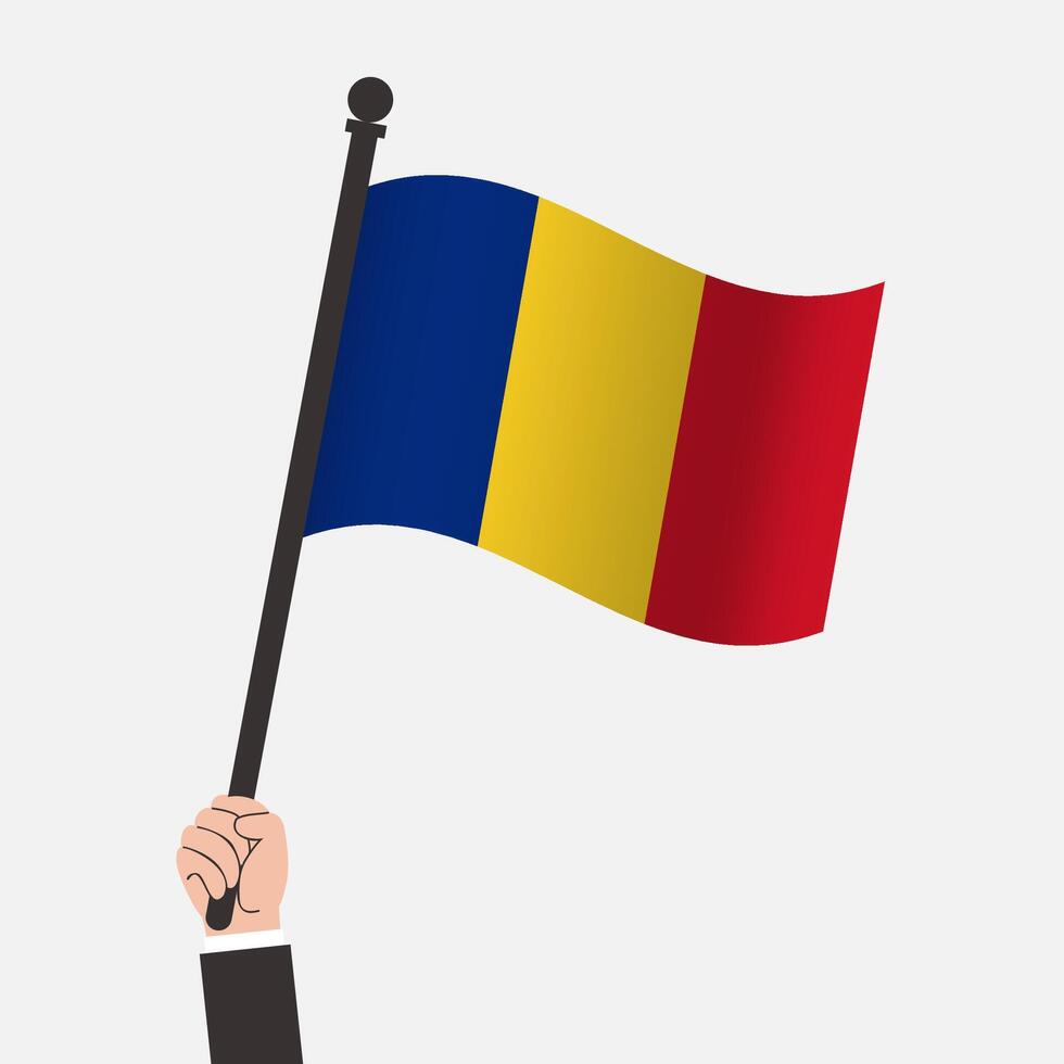 Romanian flag waving in hand vector