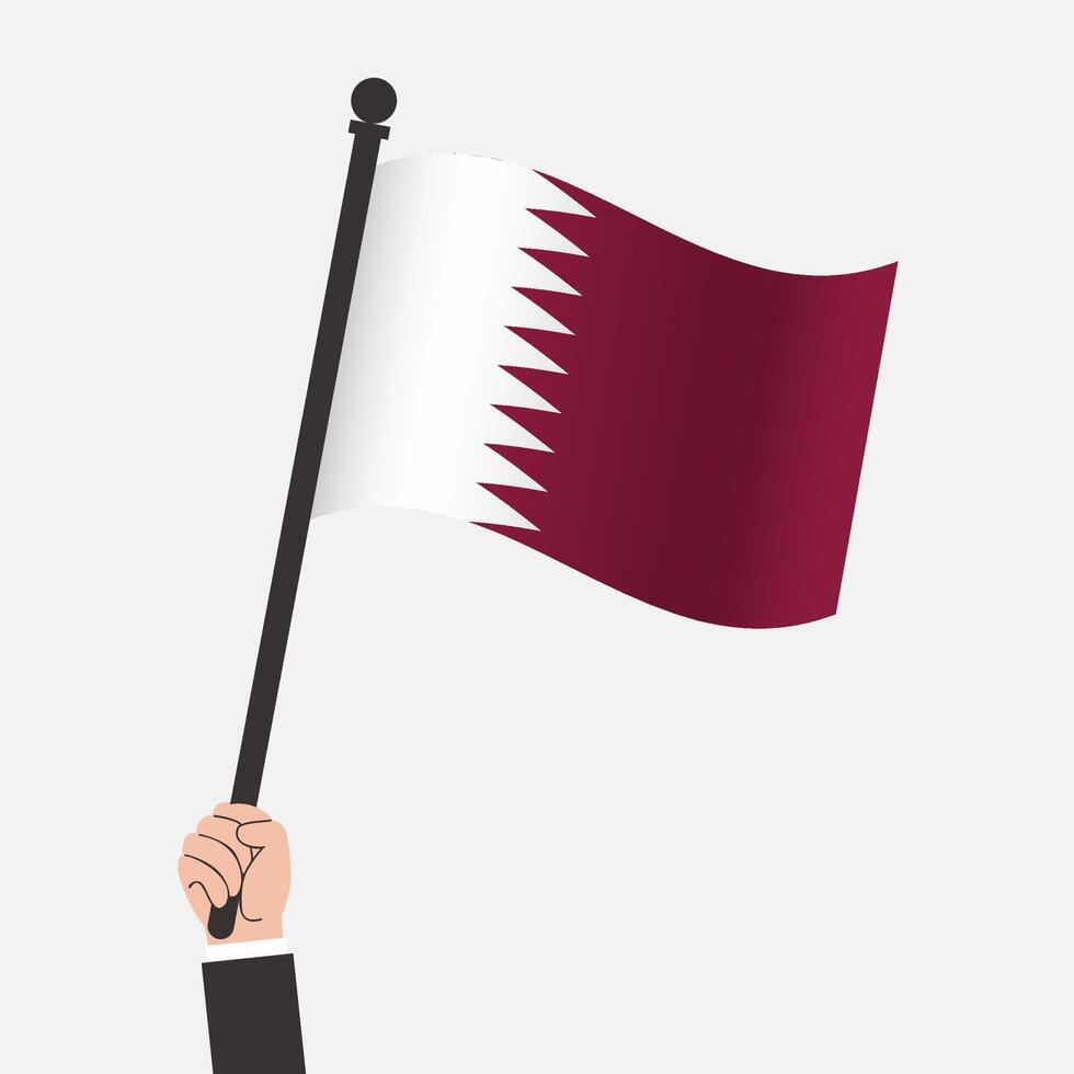 Hand holding Qatar flag vector