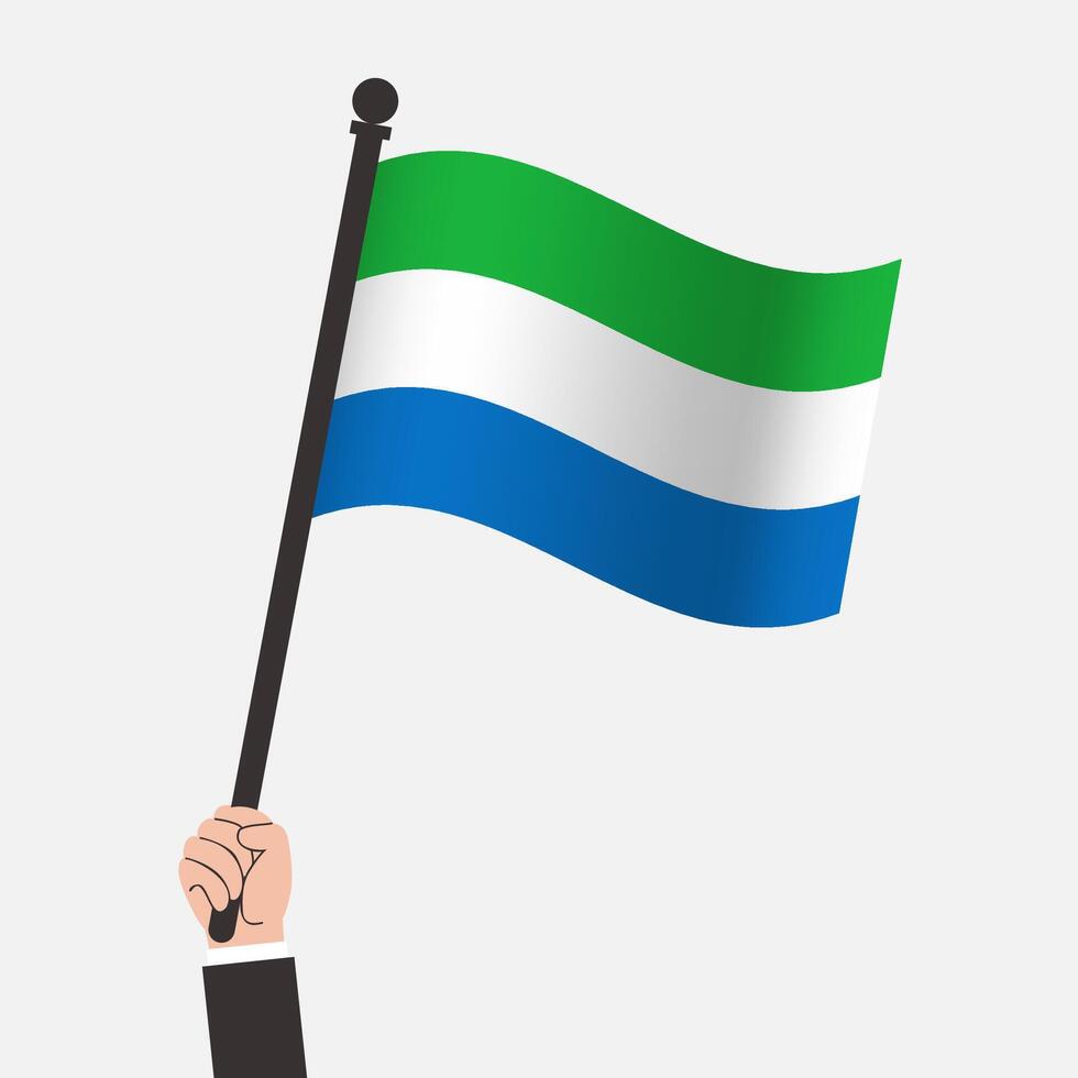 Sierra Leone flag waving in hand vector