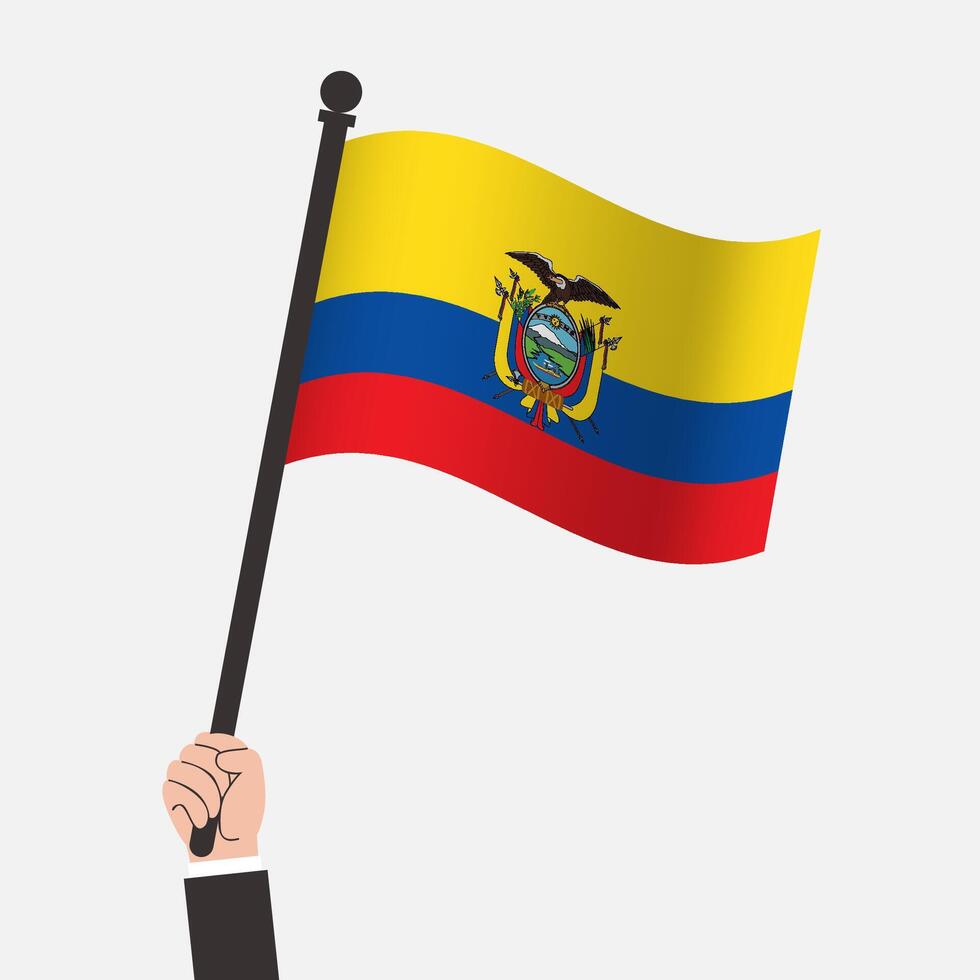 Ecuador flag held by a hand vector