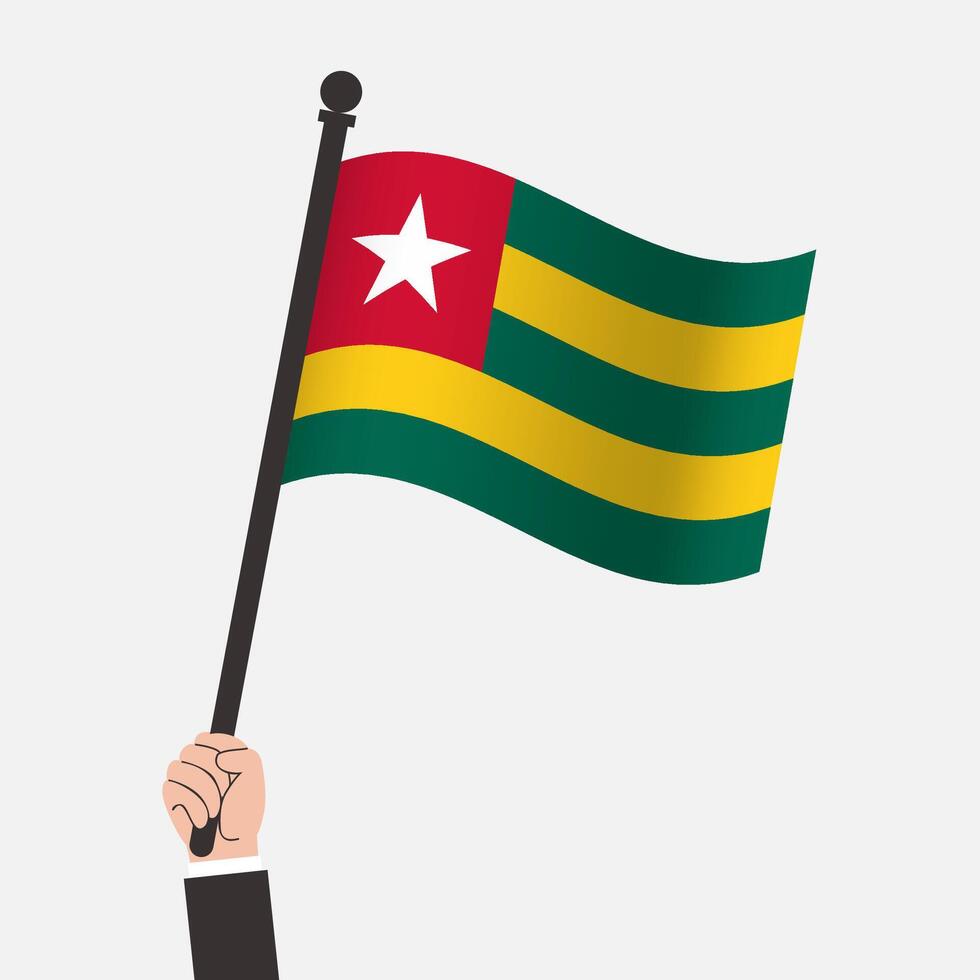 Flag of Togo waving in hand vector