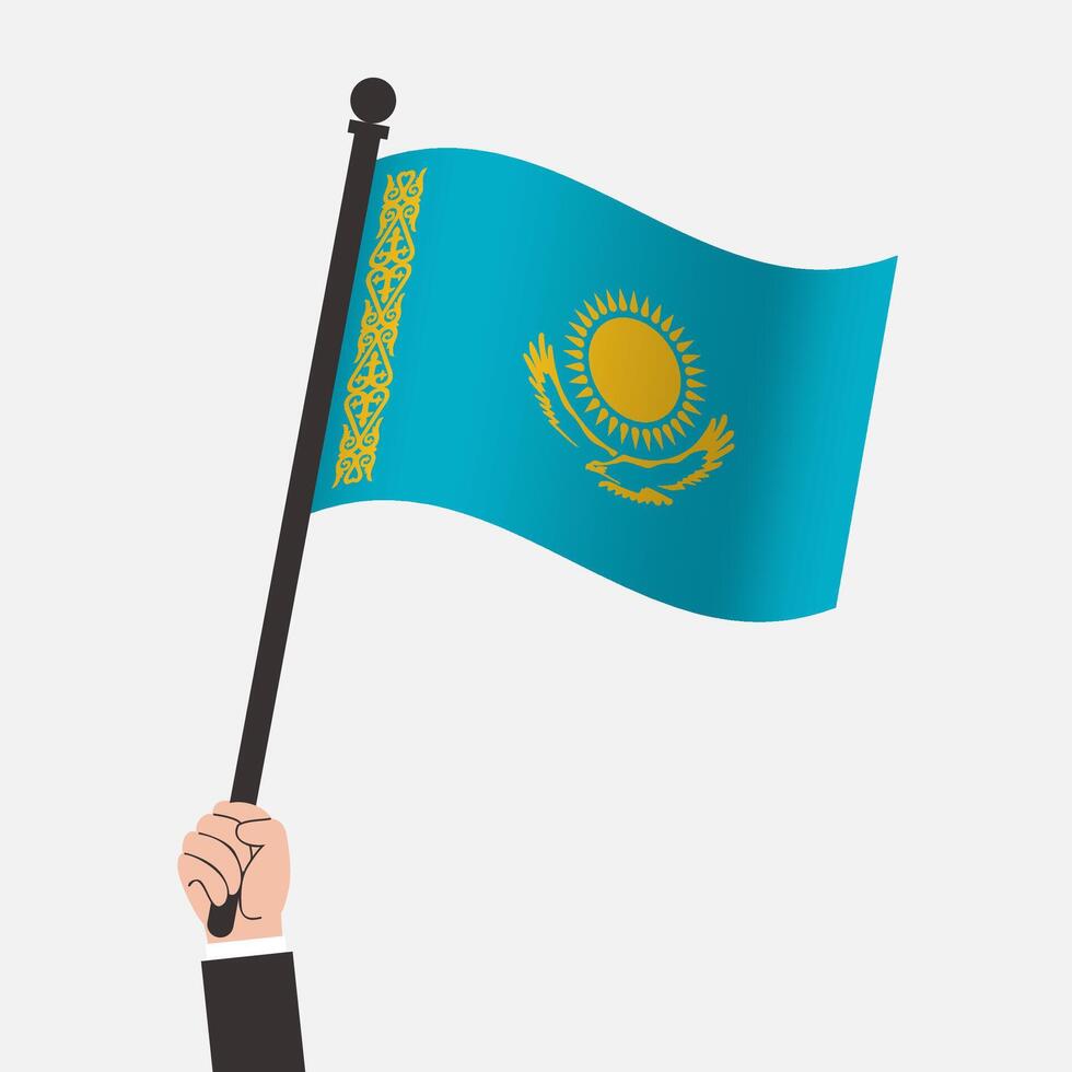 Kazakhstan flag waving in hand vector