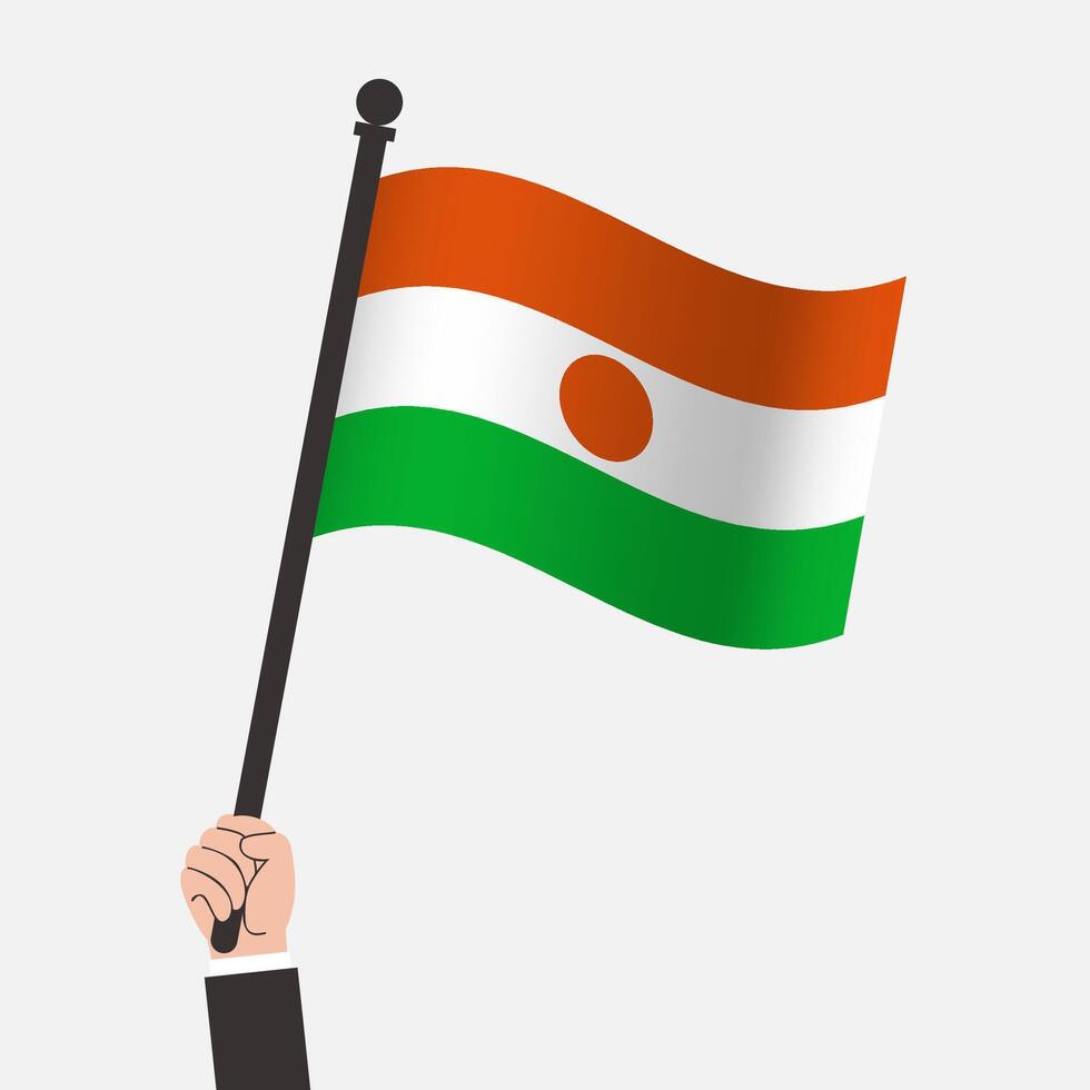 Flag of Niger waving in the air vector
