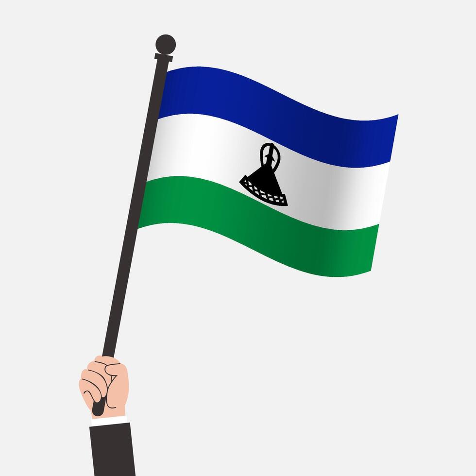 Hand Holding Lesotho Waving Flag vector