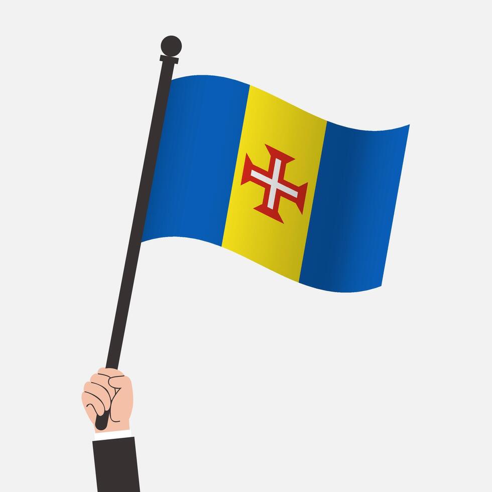 Hand Holding Madeira Waving Flag vector