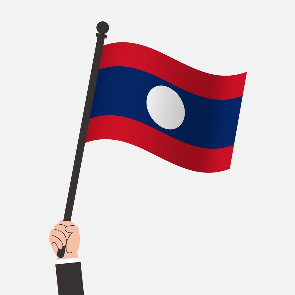 Hand Holding Laos Waving Flag vector