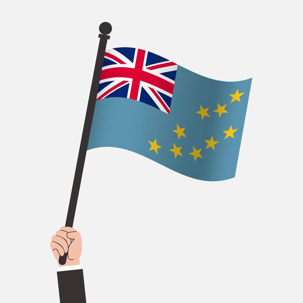 Hand Holding Tuvalu Waving Flag vector