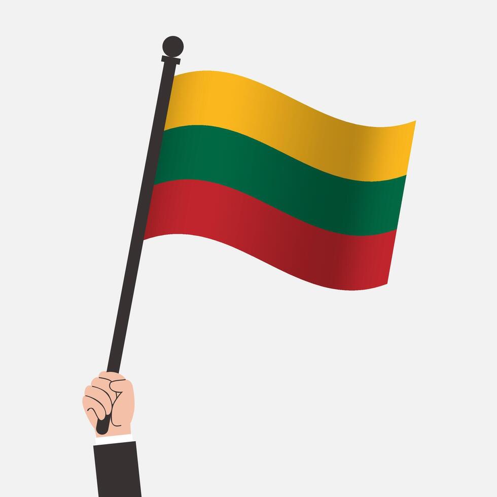 Hand Holding Lithuania Waving Flag vector