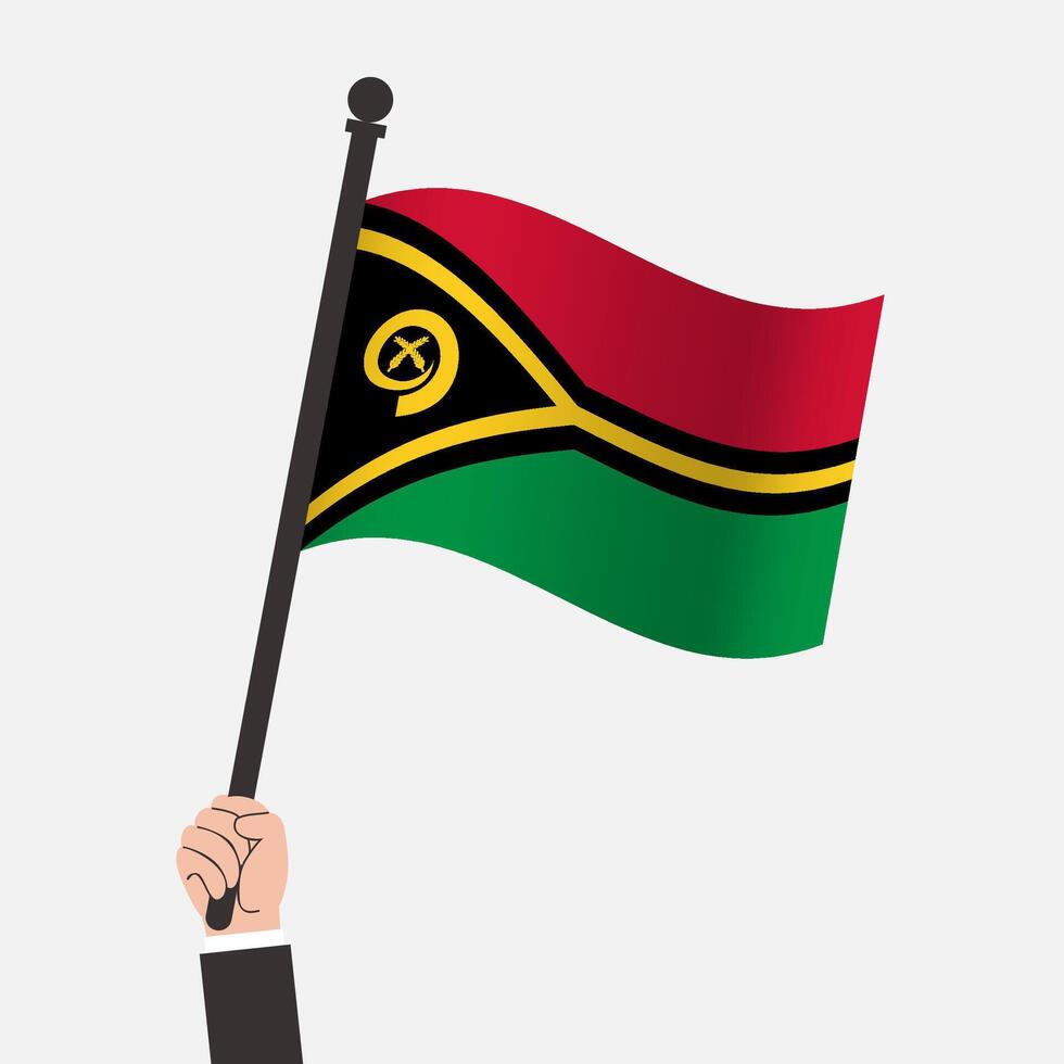Hand Holding Vanuatu Waving Flag vector