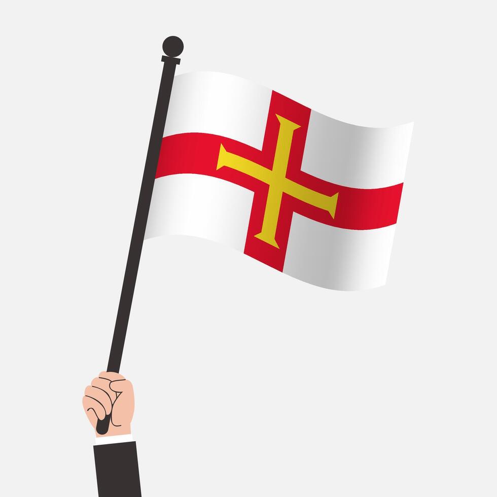 Hand Holding Guernsey Waving Flag vector