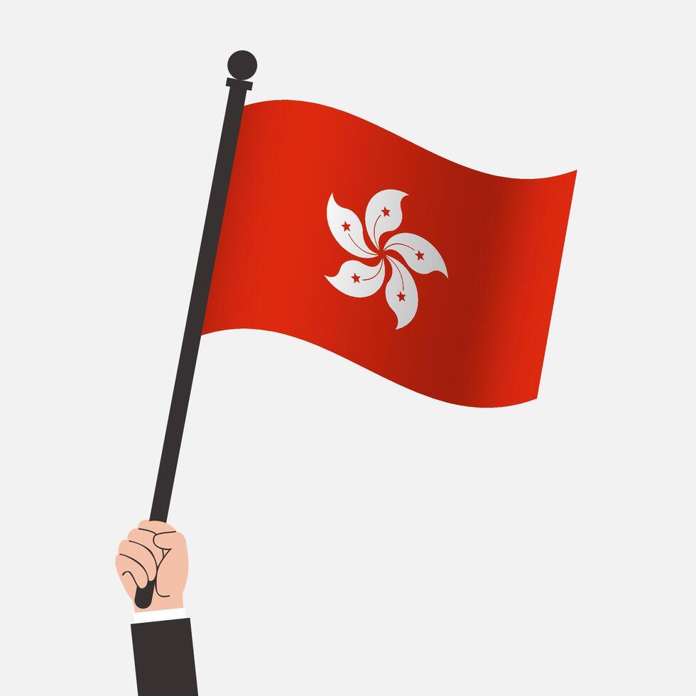 Hand Holding Hong Kong Waving Flag vector