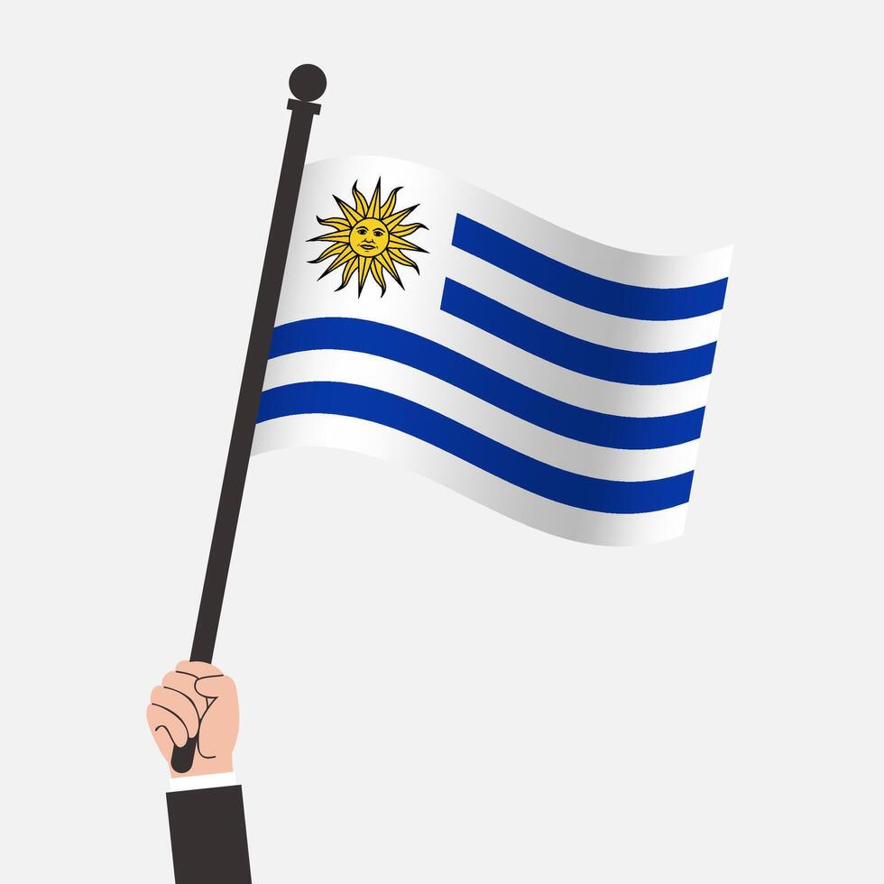 Hand Holding Uruguay Waving Flag vector