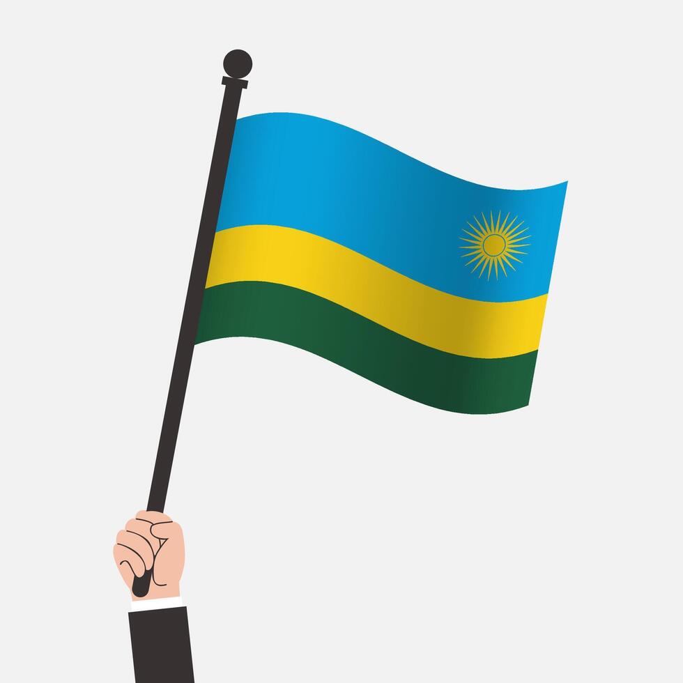 Hand Holding Rwanda Waving Flag vector