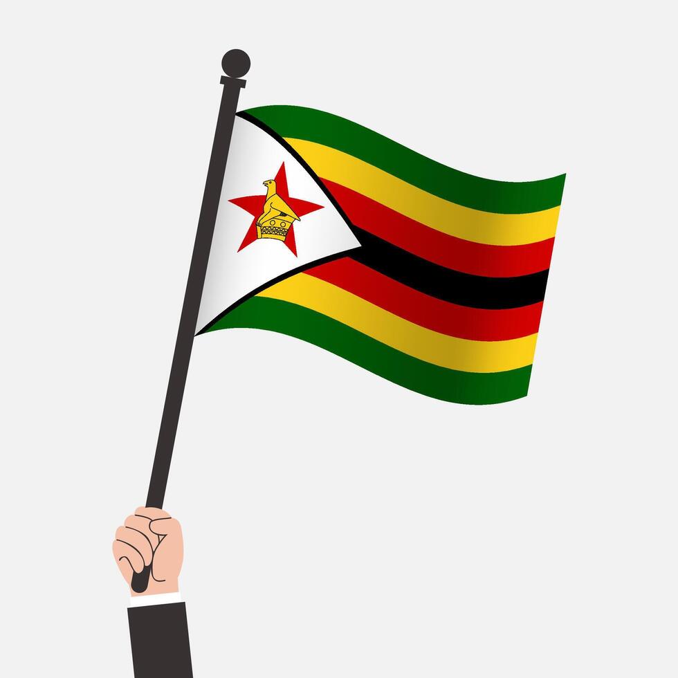 Hand Holding Zimbabwe Waving Flag vector