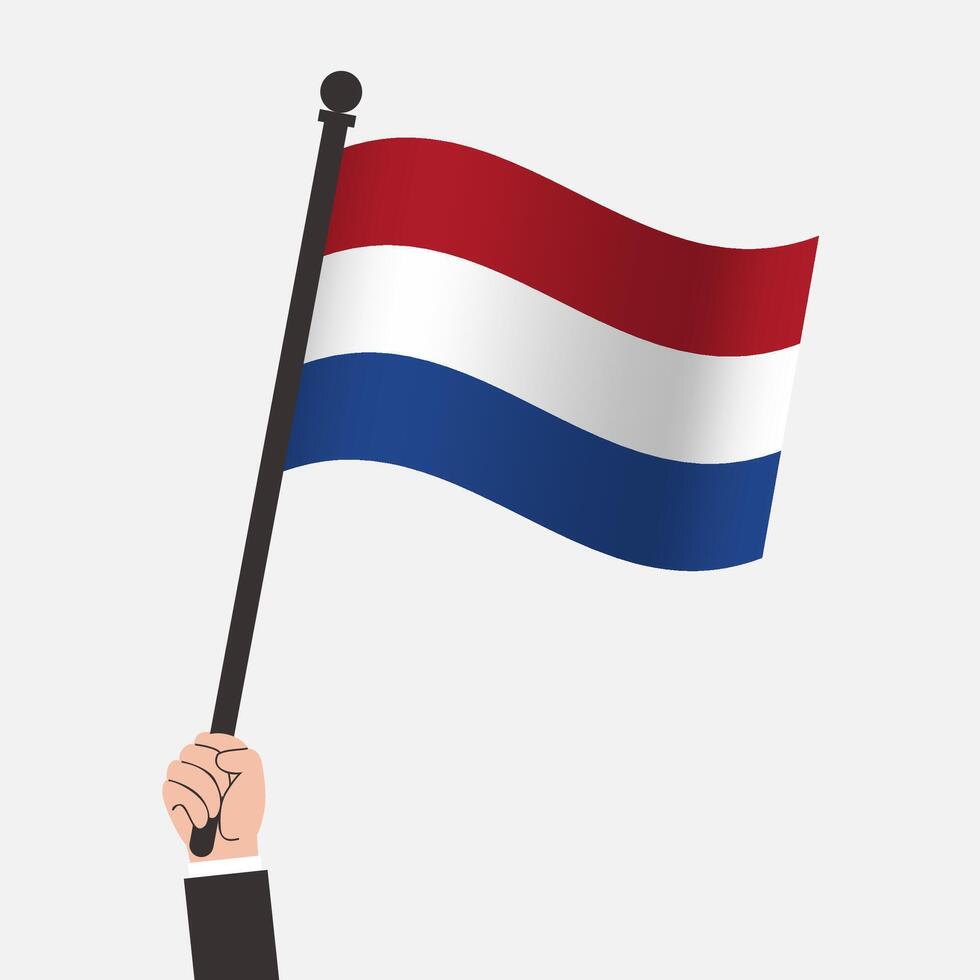Hand Holding Netherlands Waving Flag vector